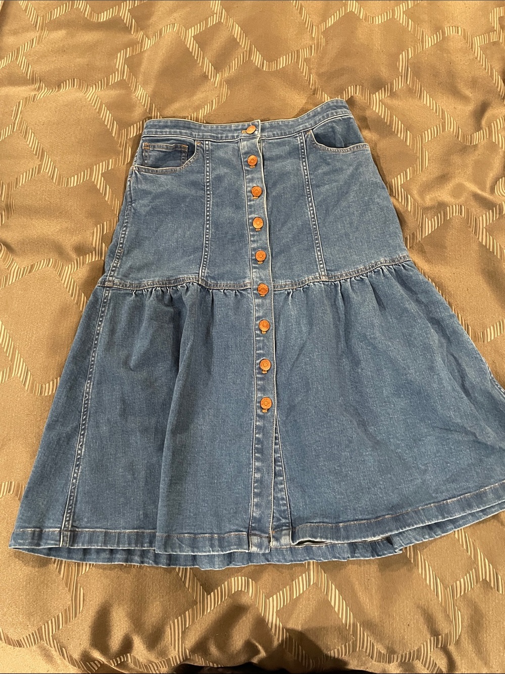 Madewell Blue Button-Front Denim Skirt